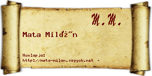 Mata Milán névjegykártya